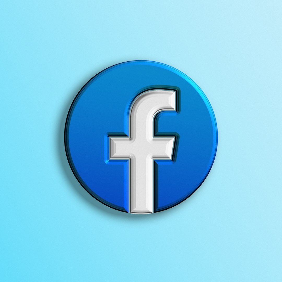 a blue and white facebook logo on a blue background