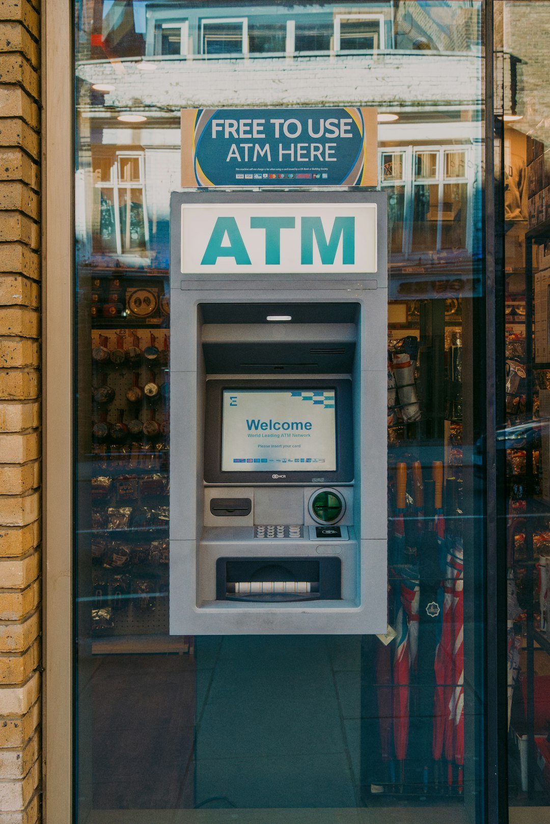 An atm is available for customer use.