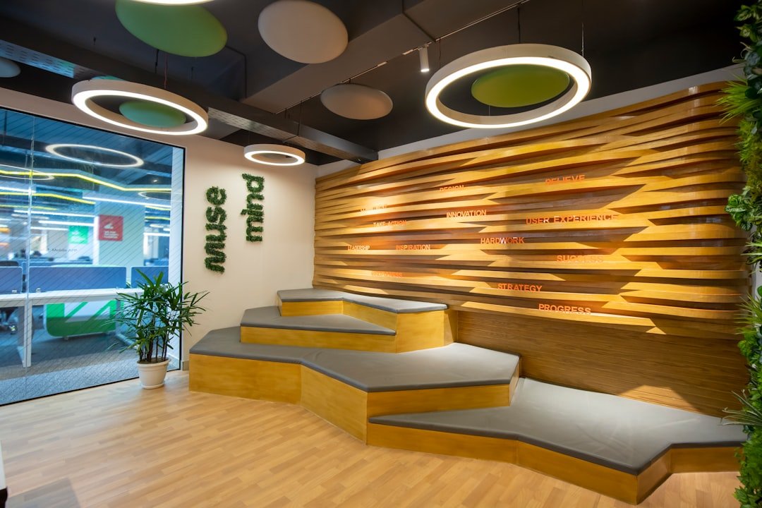 a room with a bunch of stairs in it